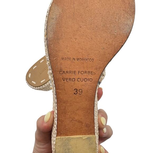 Carrie Forbes Said Raffia 3 Strap Neutral Gray Open Toe Espadrille Wedge Sandals - Picture 11 of 12